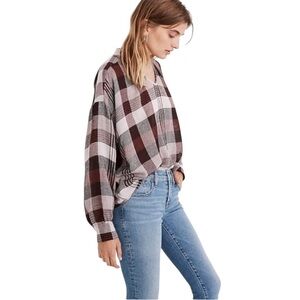 Madewell Highroad Popover Shirt in Rusted Burgundy Shorr Plaid print Size XS